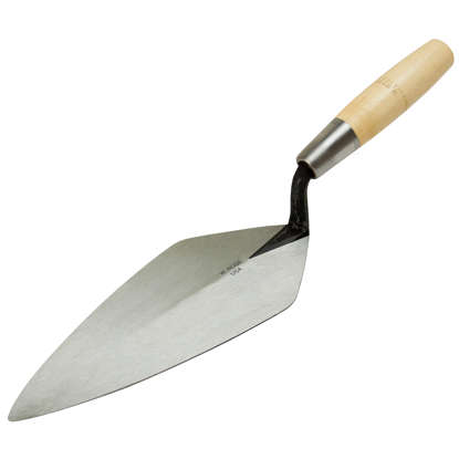 Picture of 10” Narrow London Brick Trowel with Low Lift Shank on a 6" Wood Handle