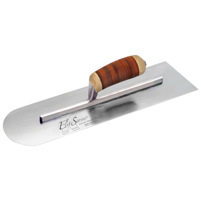 Picture of Elite Series Five Star™ 14" x 4" Carbon Steel Round Front/Square Back Trowel with Leather Handle