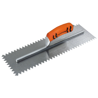 Picture of 12" x 5" 1/2" x 1/2" V Notch Scratcher Trowel with ProForm® Handle