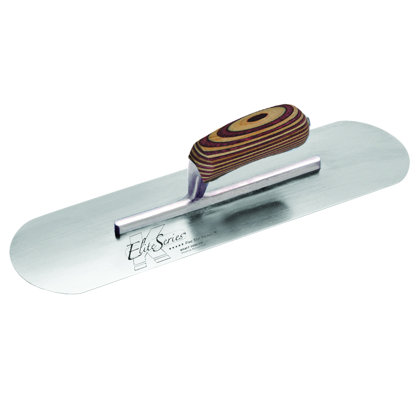 Picture of Elite Series Five Star™ 10" x 3" Carbon Steel Pool Trowel with Laminated Wood Handle on a Short Shank