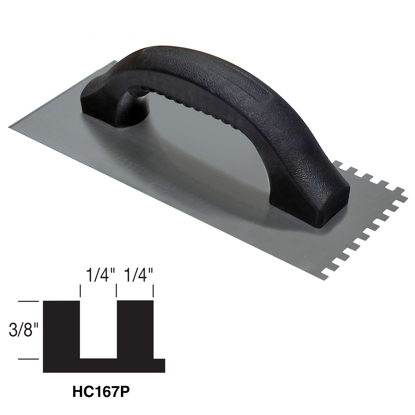 Picture of Hi-Craft® 1/4" x 3/8" x 1/4" Square-Notch Trowel with Plastic Handle