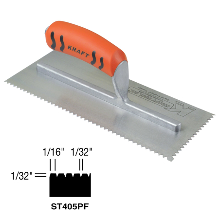 Picture of 1/32" x 1/32" x 1/16" U-Notch Trowel with ProForm® Handle in Case Cut Box